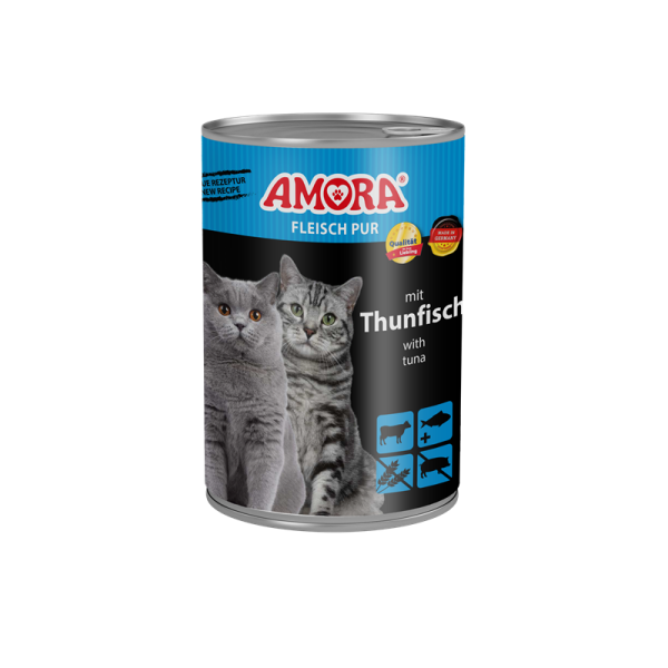 AMORA Fleisch Pur mit Thunfisch 400g, Alleinfuttermittel für ausgewachsene Katzen