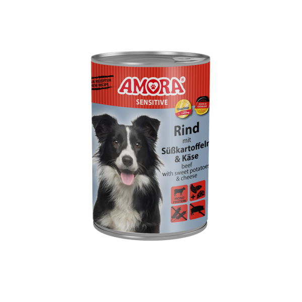 AMORA Sensitive Rind+Süßkartoffel 400g, Alleinfuttermittel für Hunde