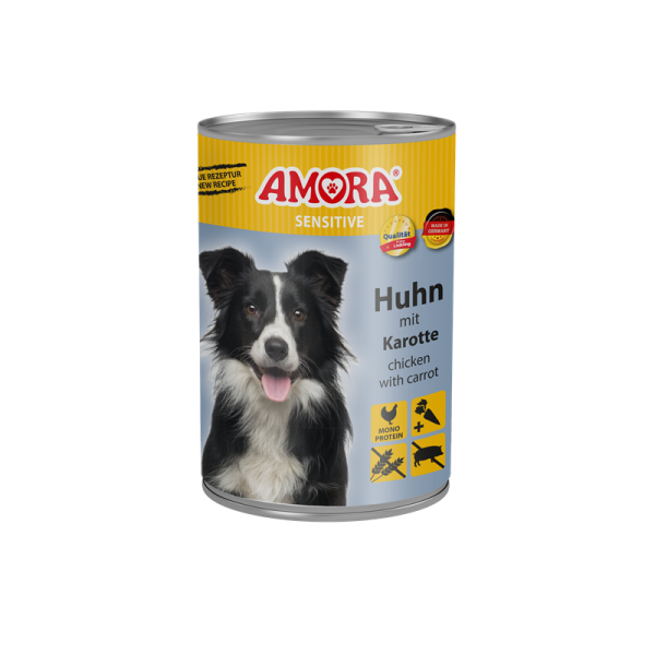 AMORA Sensitive Huhn+Karotte 400g, Alleinfuttermittel für Hunde