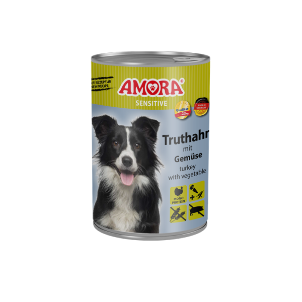 AMORA Sensitive Truthahn+Gemüse 400g, Alleinfuttermittel für Hunde