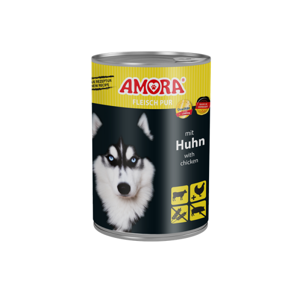 AMORA Fleisch Pur Huhn 400g, Alleinfuttermittel für Hunde