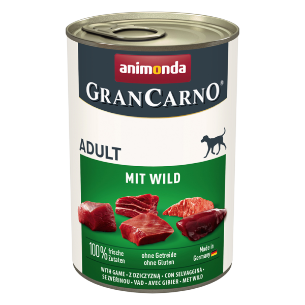 Animonda Dog Dose GranCarno Adult mit Wild 400g, Alleinfuttermittel für ausgewachsene Hunde