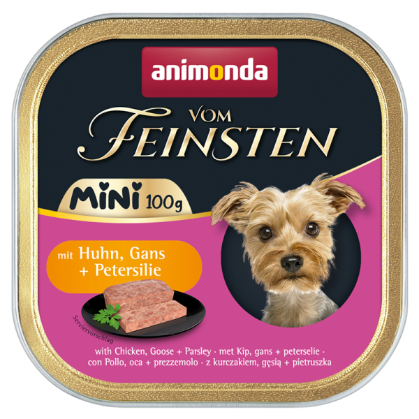 Animonda Vom Feinsten Mini Adult mit Huhn, Gans + Petersilie 100 g, Alleinfuttermittel für ausgewachsene Hunde