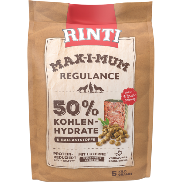 RINTI Max-I-Mum Regulance 5kg, Rinti Maximum Regulance ist eine Vollnahrung, die speziell zur Mischfütterung mit Fleischnahrung/Nassfutter konzipiert wurde.