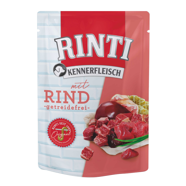 RINTI Kennerfleisch RIND Pouch 400g, Alleinfuttermittel für Hunde