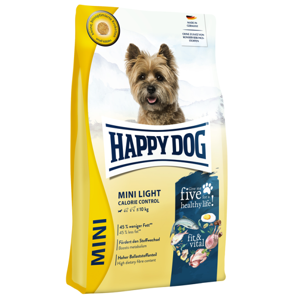 Happy Dog fit & vital Mini Light 4 kg, Alleinfuttermittel für ausgewachsene Hunde bis 10 kg.