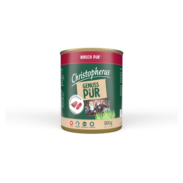 Christopherus Pur Hirsch 800g-Dose, Nassfutter für Hunde