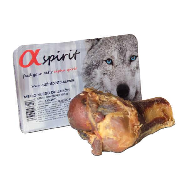 alpha spirit Dog Serrano Schinkenknochen  halb 1 St., natürlicher Kausnack aus 100% Serrano-Schinken für erwachsene Hunde