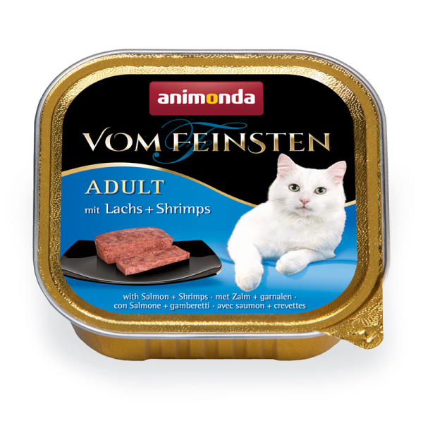 Animonda Cat Vom Feinsten Adult mit Lachs & Shrimps 100g, Alleinfuttermittel für ausgewachsene Katzen