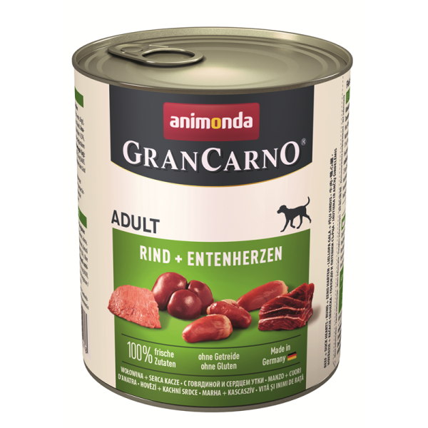 Animonda Dog Dose GranCarno Adult Rind & Entenherz 800g, Alleinfuttermittel für ausgewachsene Hunde