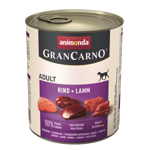 Animonda Dog Dose GranCarno Adult Rind & Lamm 800g, Alleinfuttermittel für ausgewachsene Hunde