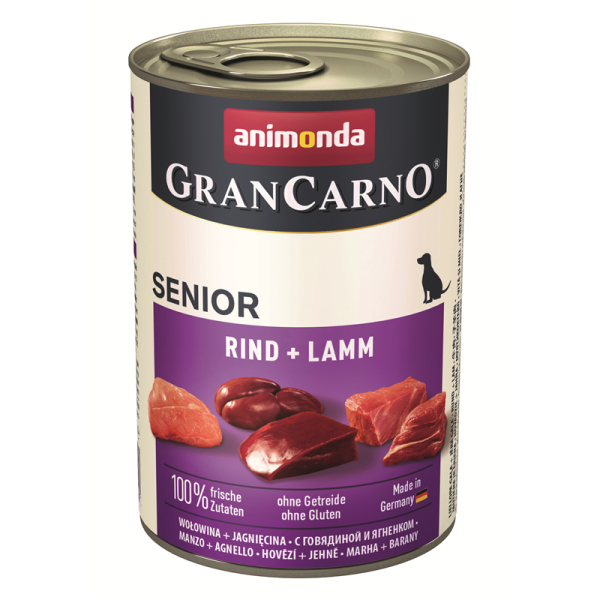 Animonda Dog Dose GranCarno Senior Rind & Lamm 400g, Alleinfuttermittel für ältere Hunde (ab 7 Jahren)