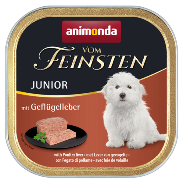 Animonda Dog Vom Feinsten Junior mit Geflügelleber 150g, Alleinfuttermittel für wachsende Hunde
