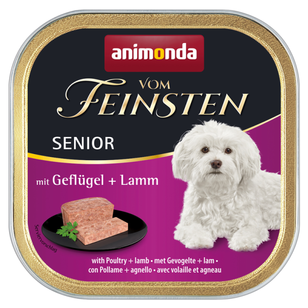 Animonda Dog Vom Feinsten Senior Geflügel & Lamm 150g, Alleinfuttermittel für ältere Hunde (ab 7 Jahren)