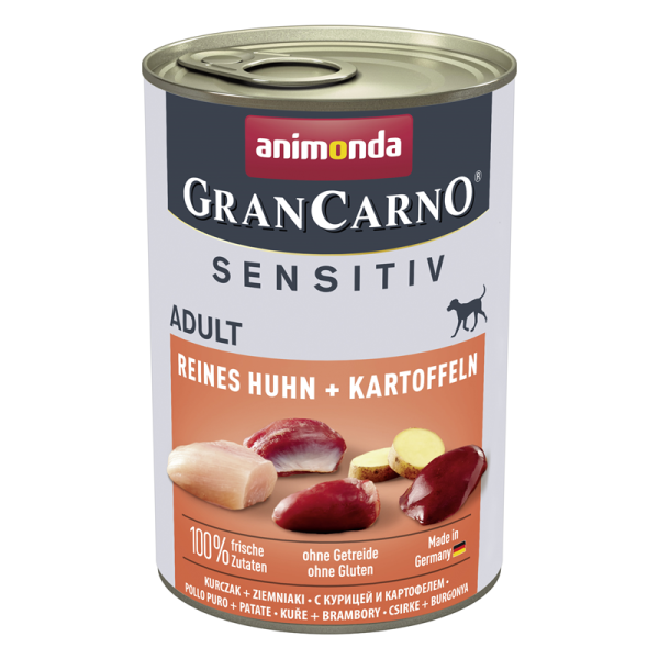 Animonda GranCarno Adult Sensitive Huhn + Kartoffeln 400g, Alleinfuttermittel für ausgewachsene Hunde