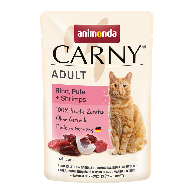 Animonda Cat Portionsbeutel Carny Adult Rind, Pute + Shrimps 85g