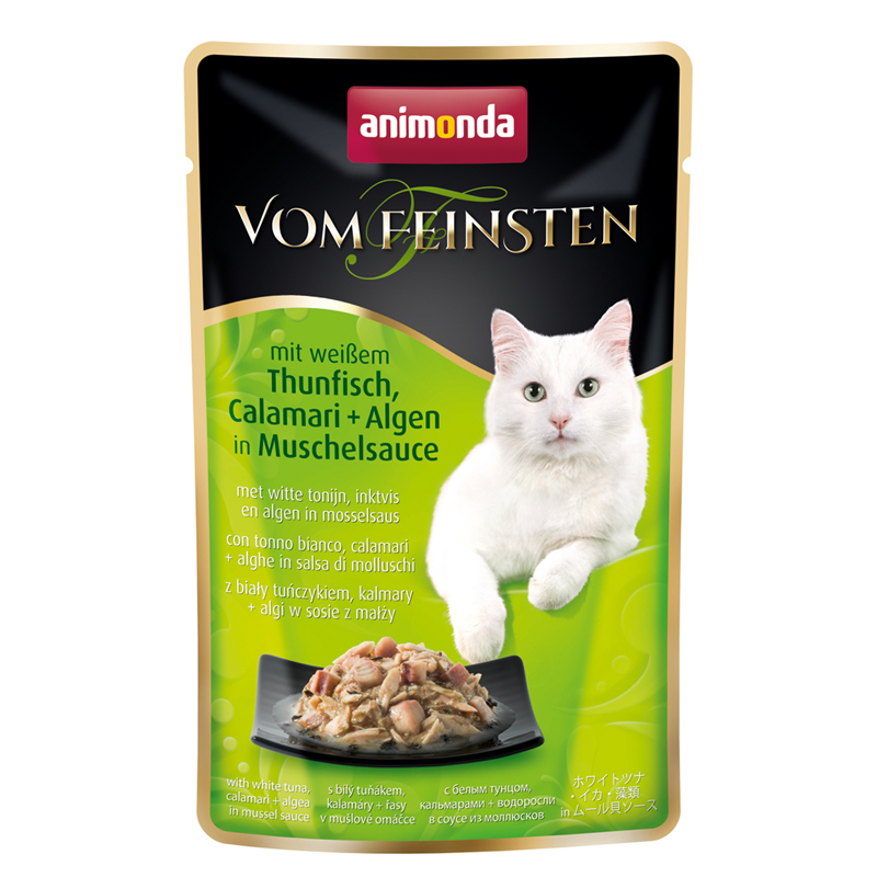 Animonda Cat Portionsbeutel vom Feinsten mit Hühnchenfilet & Thunfisch, Calamari + Algen in Mu  50g