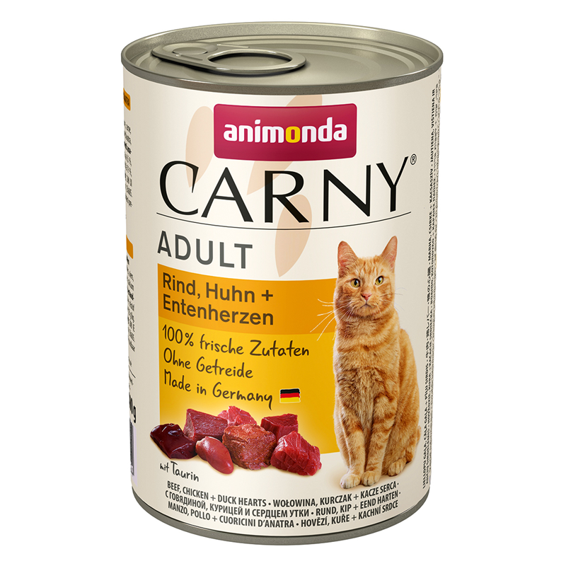 Animonda Cat Dose Carny Adult Rind & Huhn & Entenherzen 400g