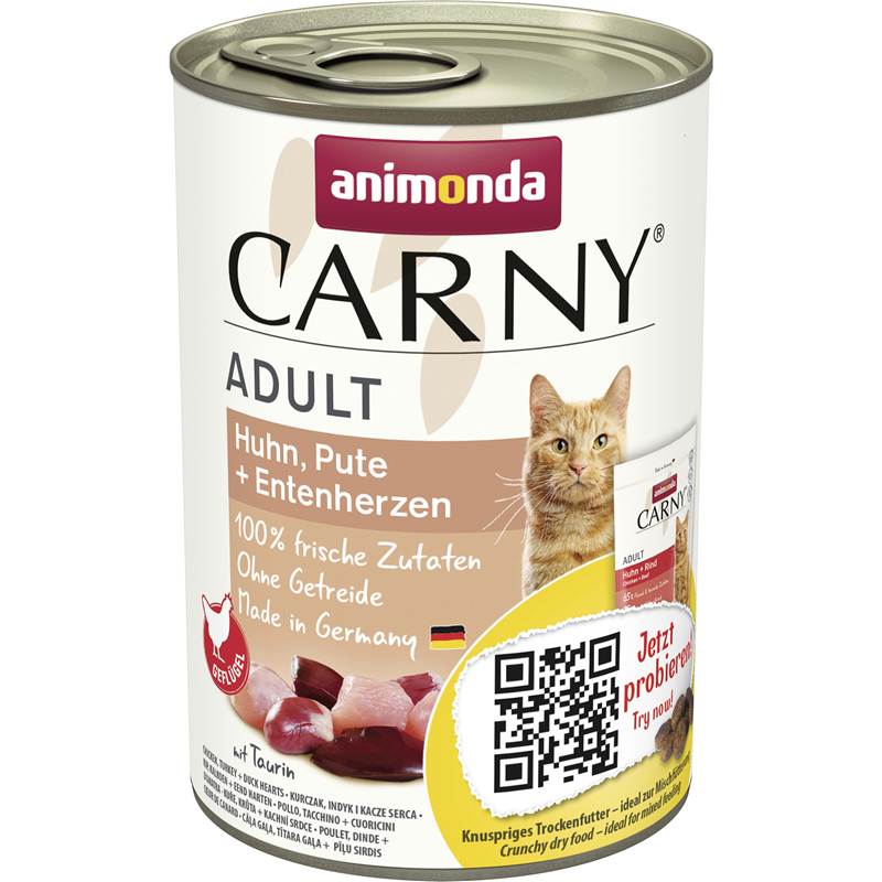 Animonda Cat Dose Carny Adult Huhn & Pute & Entenherzen 400g