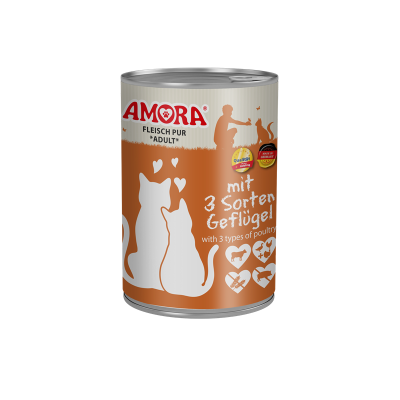 AMORA Fleisch Pur mit 3 Sorten Geflügel 400g