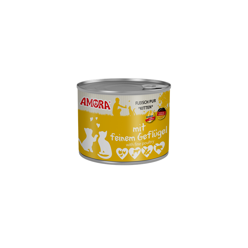 AMORA Fleisch Pur für Katzenkinder mit feinem Geflügel 200g