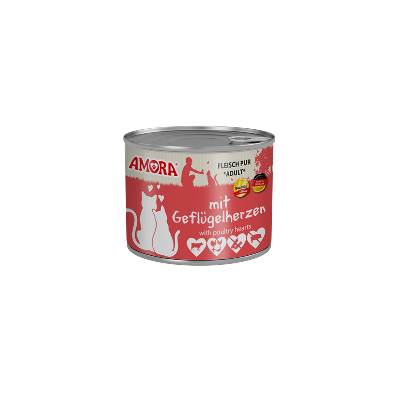 AMORA Fleisch Pur mit Geflügelherzen 200g