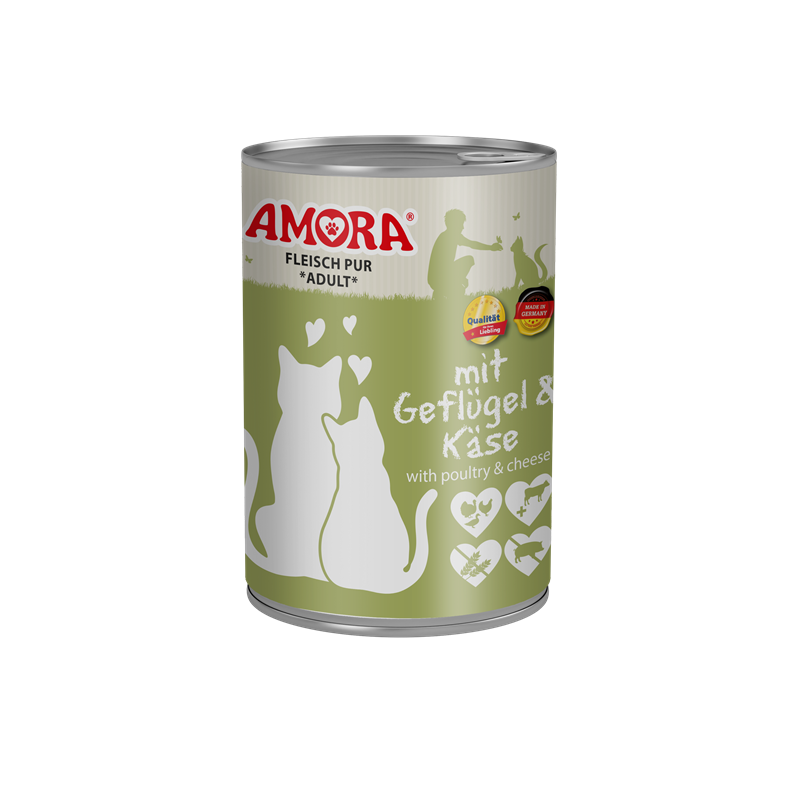 AMORA Fleisch Pur mit Geflügel+Käse 400g