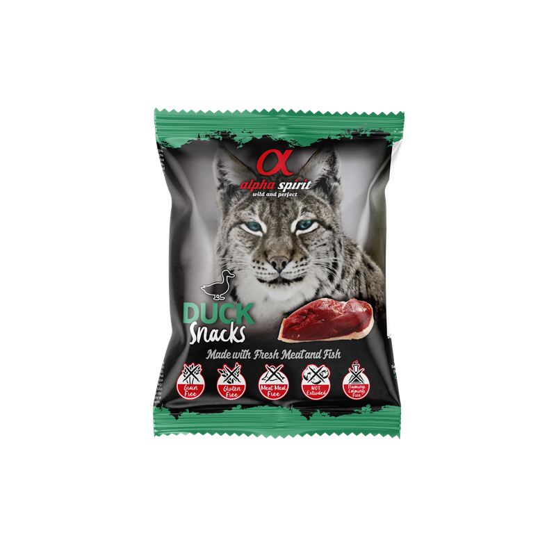 alpha spirit Cat Snacks Bag gewürfelt Ente 50g