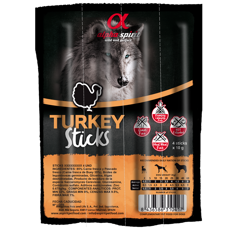 alpha spirit Dog Sticks Truthahn 4er