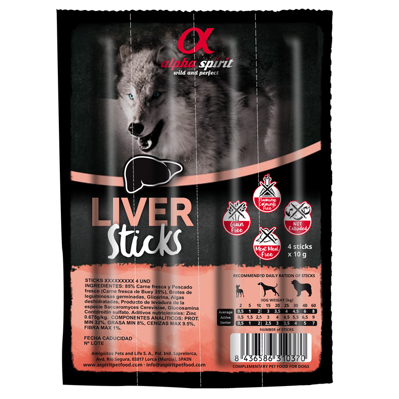 alpha spirit Dog Sticks Leber 4er