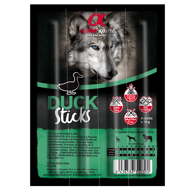 alpha spirit Dog Sticks Ente 4er