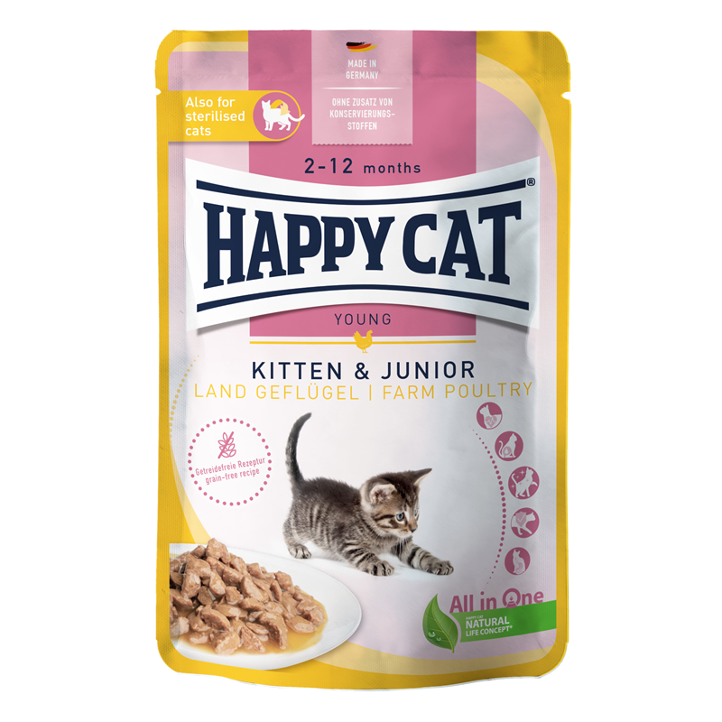 Happy Cat PB Young Meat in Sauce Kitten & Junior Land Geflügel 85 g