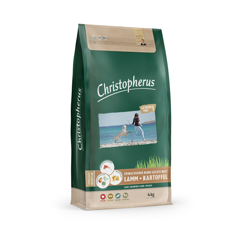 Christopherus Erwachsener Hund  Getreidefrei Leichte Kost Lamm & Kartoffel 4kg