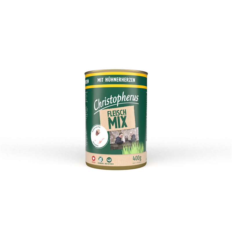 Christopherus Fleischmix - mit Hühnerherzen 400g-Dose