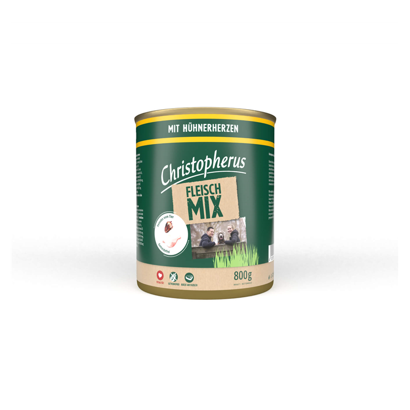 Christopherus Fleischmix - mit Hühnerherzen 800g-Dose