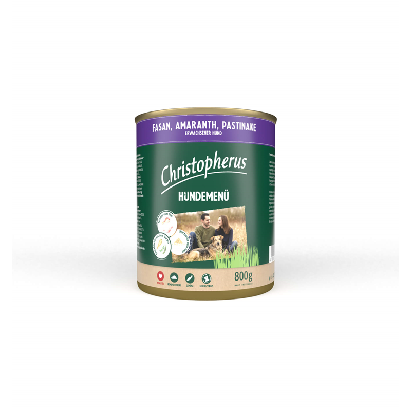 Christopherus Hundemenü -Adult - mit Fasan, Amaranth, Pastinake 800g-Dose