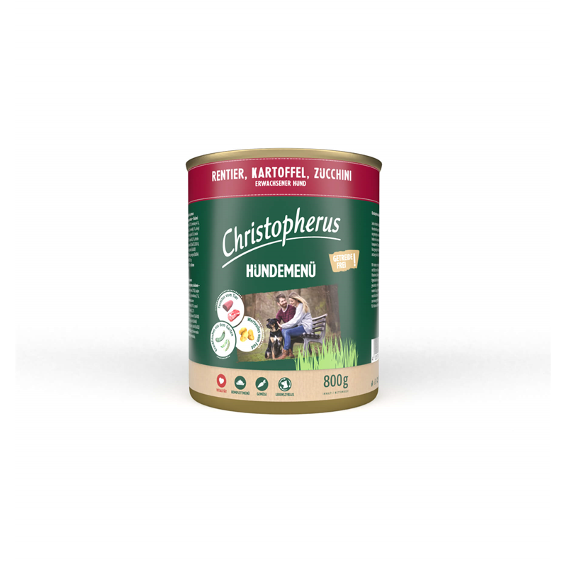 Christopherus Hundemenü -Adult - mit Rentier, Kartoffel, Zuccini 800g-Dose