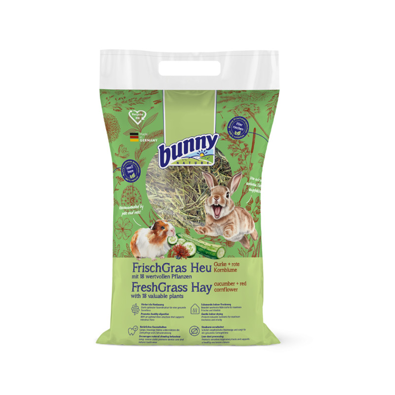 Bunny FrischGras Heu Gurke & rote Kornblume 500 g
