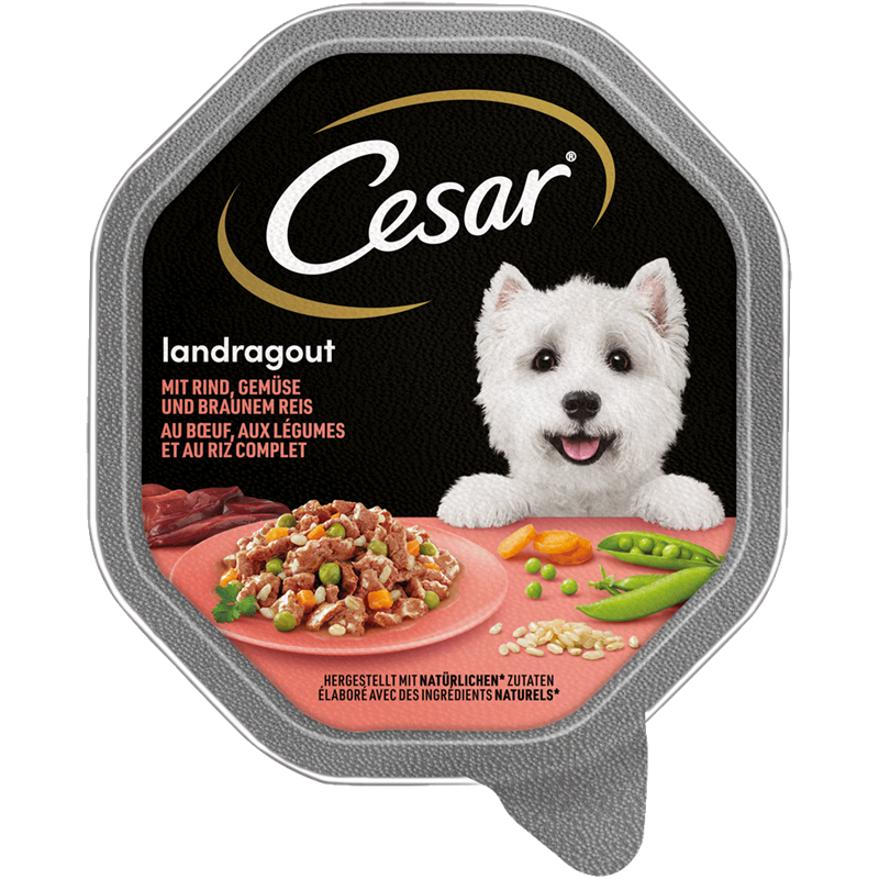 Cesar Schale Landragout mit Rind, Gemüse und braunem Reis150g