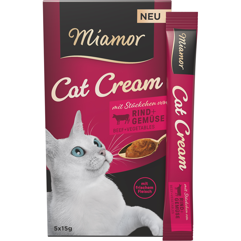 Miamor Cat Cream mit Rind + Gemüse 5 x 15 g