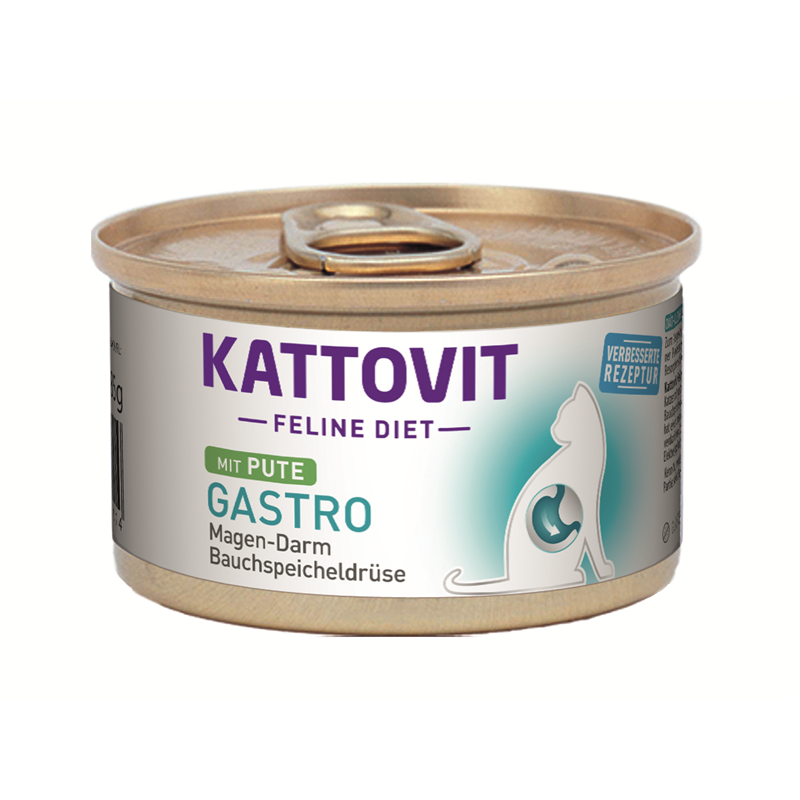 Kattovit Feline Diet Gastro Pute - Magen-Darm / Bauchspeicheldrüse (i-Rezeptur) 85g-Dosen.