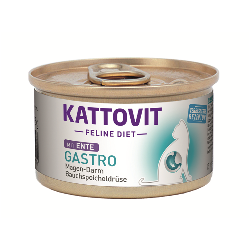 Kattovit Feline Diet Gastro Ente - Magen-Darm / Bauchspeicheldrüse (i-Rezeptur) 85g-Dosen.
