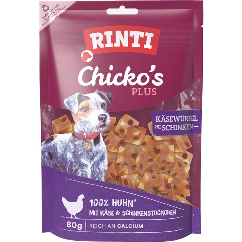 Rinti Chicko´s Plus Käsewürfel mit Schinken 80g