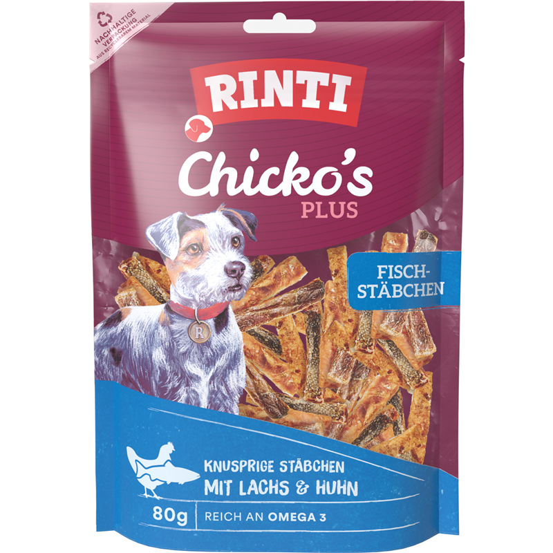 Rinti Chicko Plus Fischstächen mit Lachs & Huhn 80 g