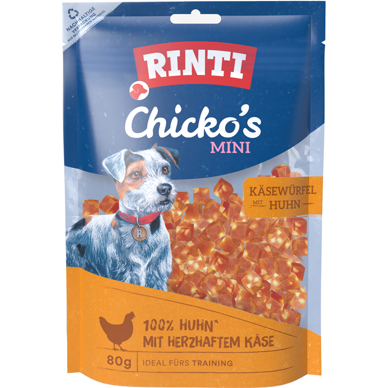 Rinti Snack Chicko Mini Käsewürfel Huhn 80 g