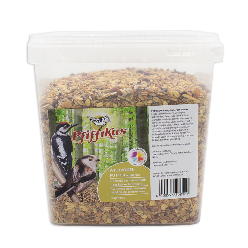 Pfiffikus Wildvogelfutter schalenlos 3 kg im Eimer