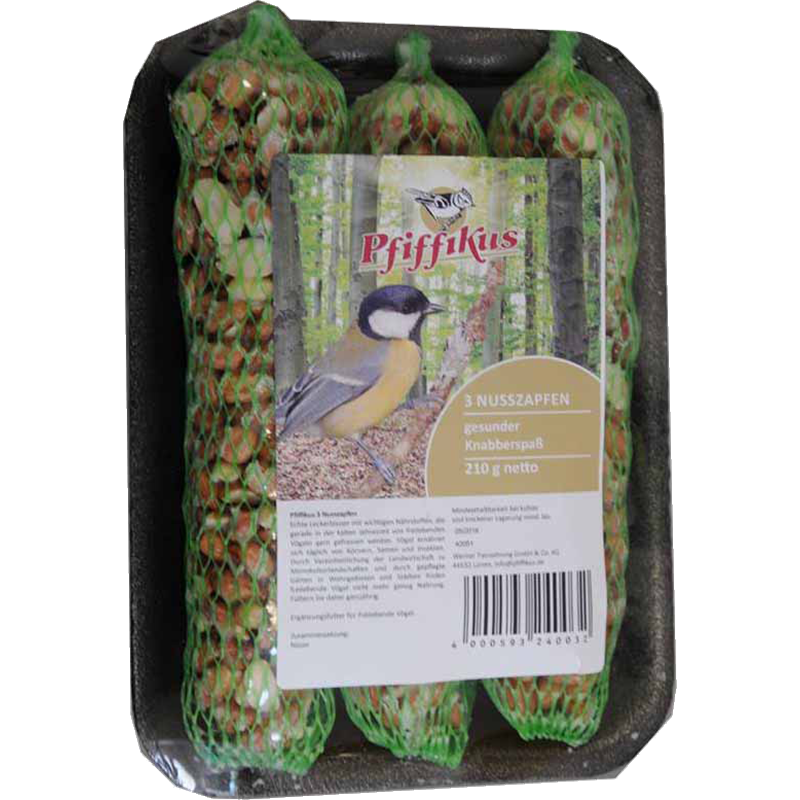 Pfiffikus Meisen - Nusszapfen auf Tray 3Stück