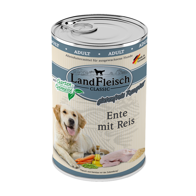 LandFleisch Dog Classic Ente mit Reis mit Gartengemüse 400g