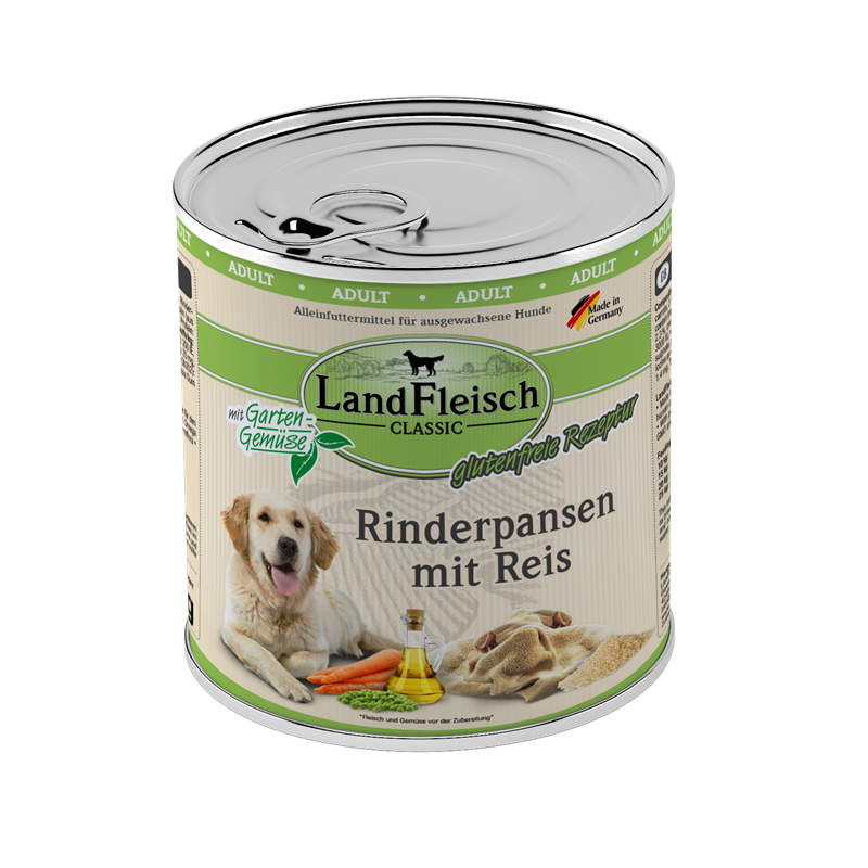 LandFleisch Dog Classic Rinderpansen mit Reis mit Gartengemüse 800g