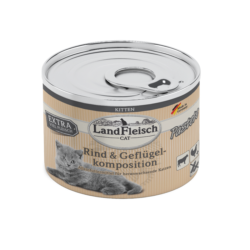 LandFleisch Cat Kitten Pastete Rind & Geflügelkomposition 195g